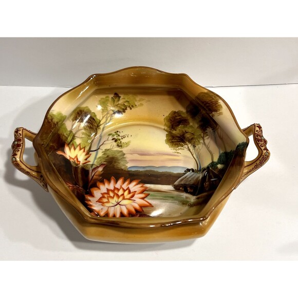 Noritake Vintage Bowl Made in Japan Hand Painted Early 1900's Antique, Floral - Picture 1 of 8